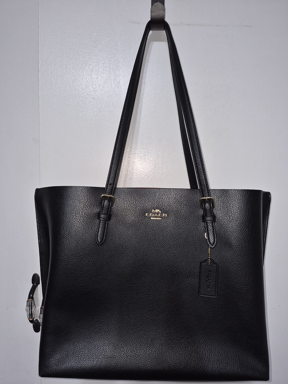 Coach Black Pebbled Leather Tote with Gold Logo